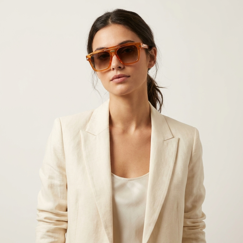 OG Amber Sovereign | Luxury Crystal Orange Navigator Sunglasses with Brown Gradient Lenses