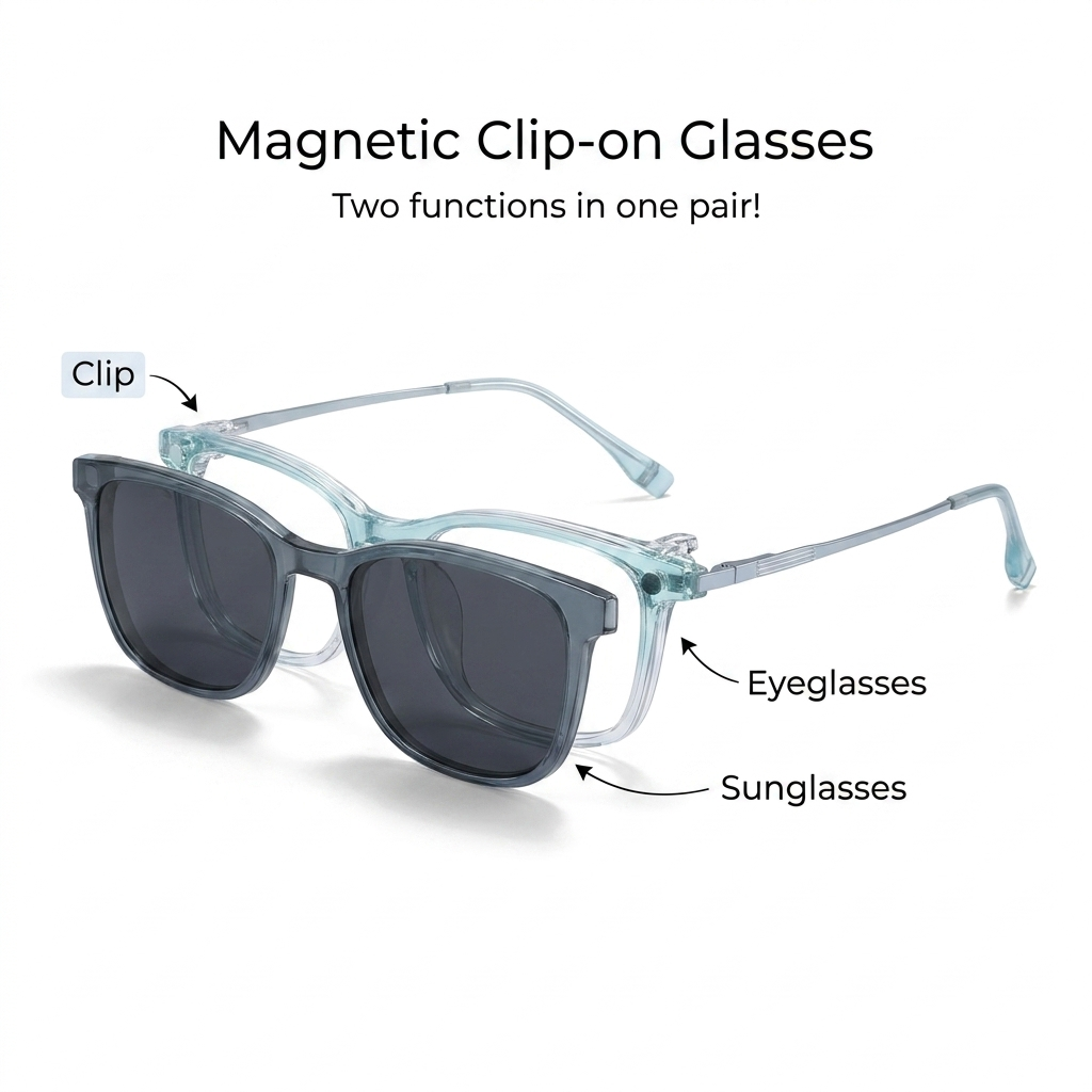 OG Aqua Crystal Luxe Clip-On | Transparent Square Magnetic Sunglasses