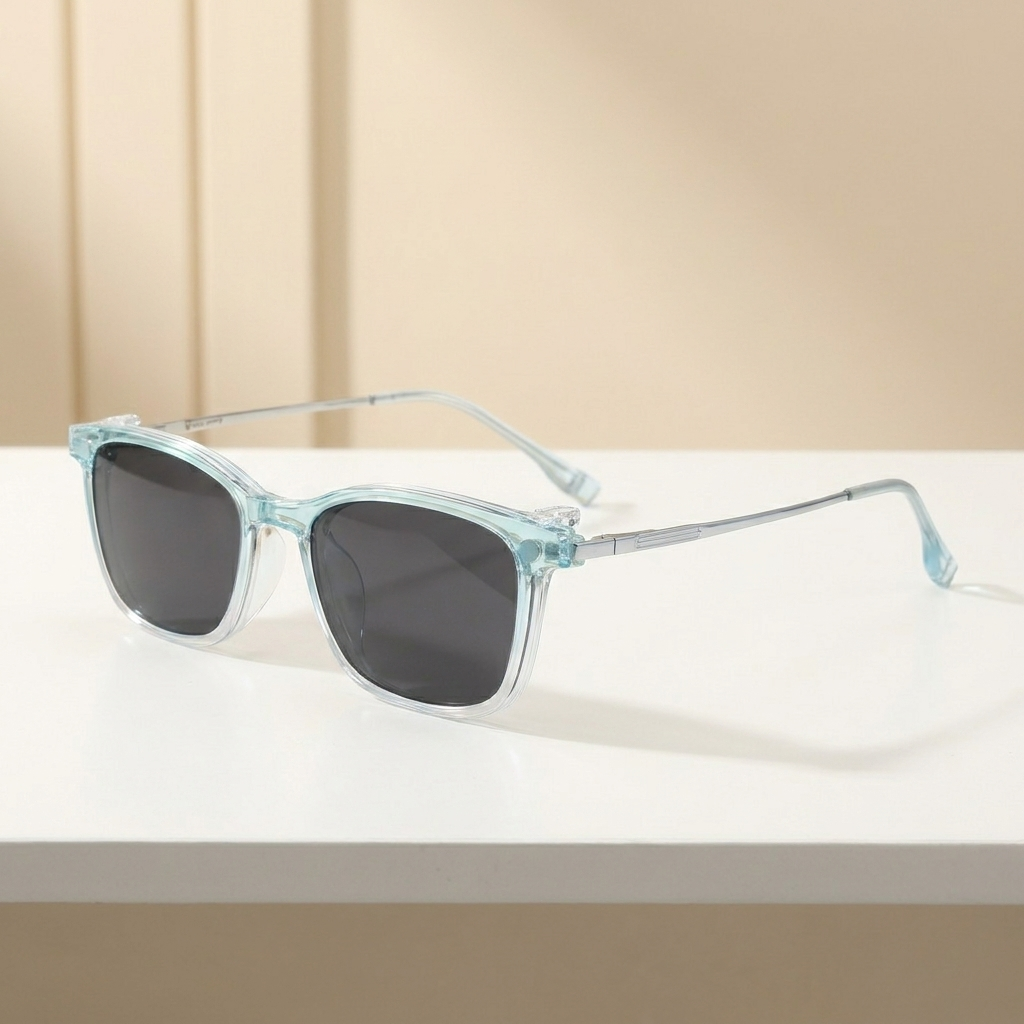 OG Aqua Crystal Luxe Clip-On | Transparent Square Magnetic Sunglasses