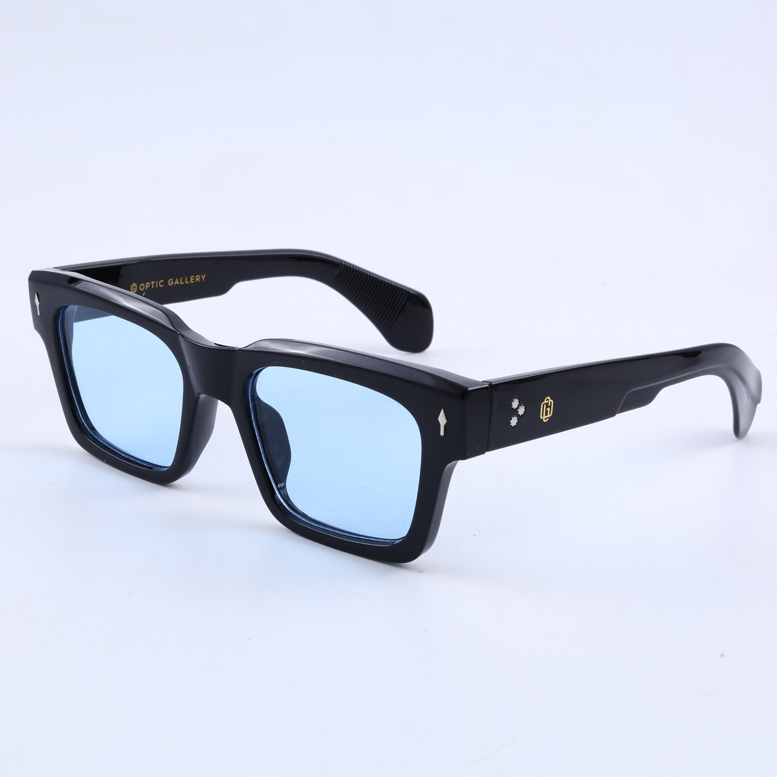 OG Arctic Blue | Gloss Black Square Sunglasses with Ice Blue Tinted Lenses