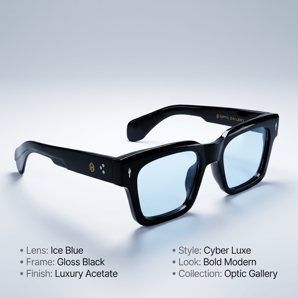 OG Arctic Blue | Gloss Black Square Sunglasses with Ice Blue Tinted Lenses