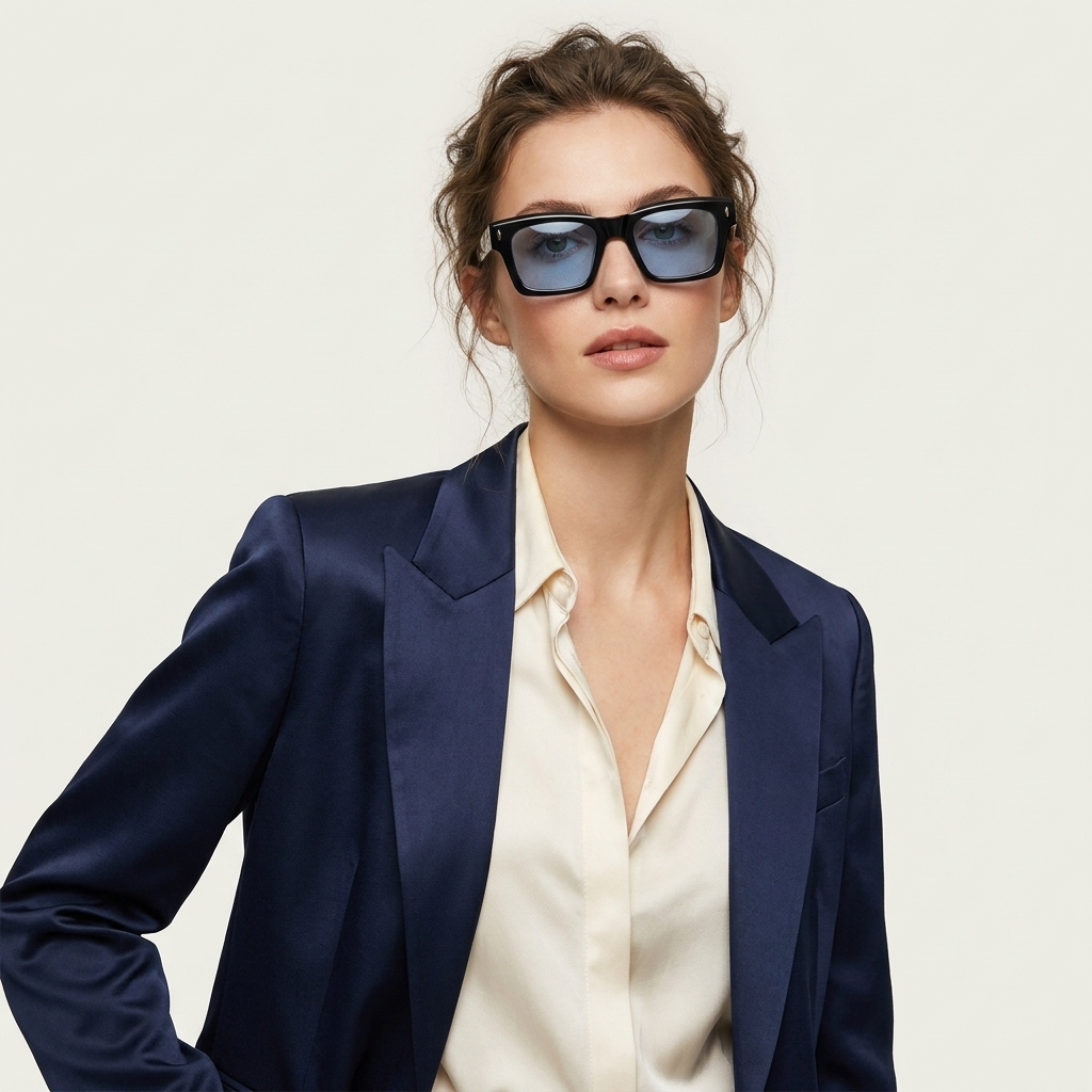 OG Arctic Blue | Gloss Black Square Sunglasses with Ice Blue Tinted Lenses
