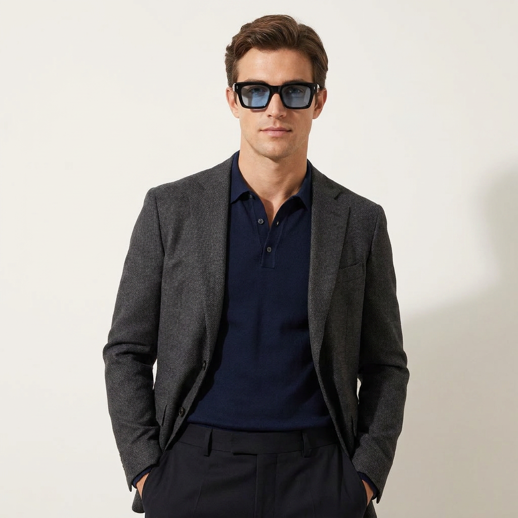OG Arctic Blue | Gloss Black Square Sunglasses with Ice Blue Tinted Lenses