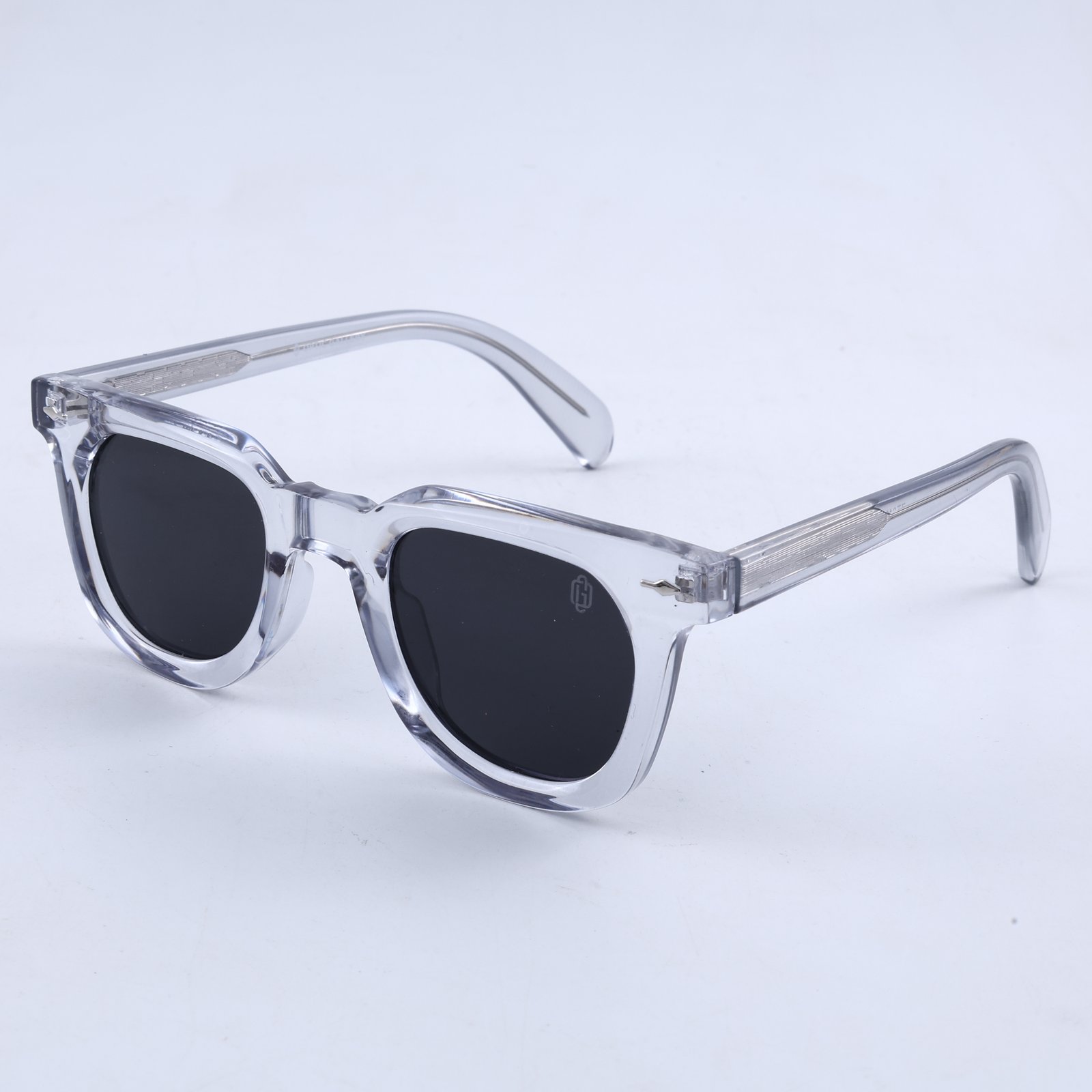 OG Arctic Eclipse | Luxury Crystal Clear Square Sunglasses with Midnight Black Lenses