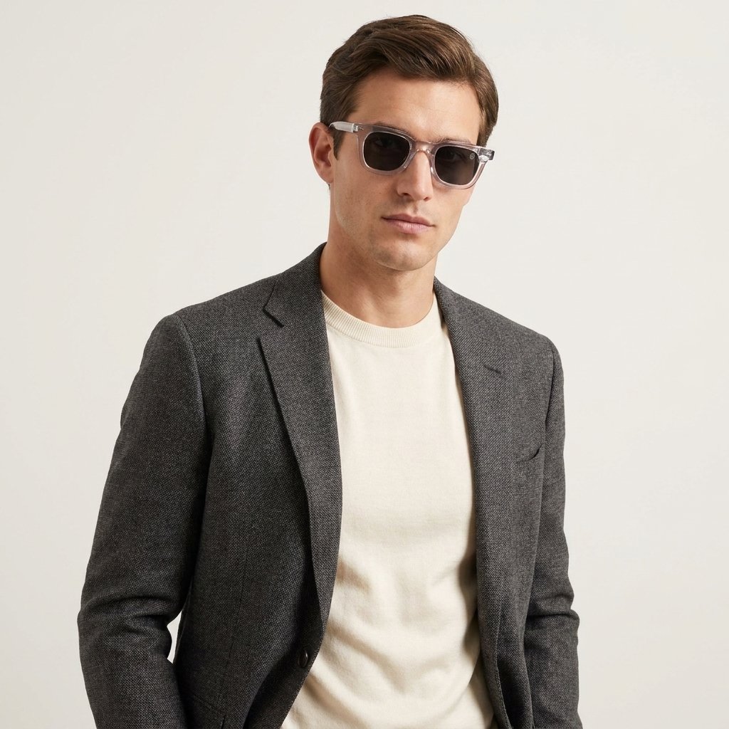 OG Arctic Eclipse | Luxury Crystal Clear Square Sunglasses with Midnight Black Lenses