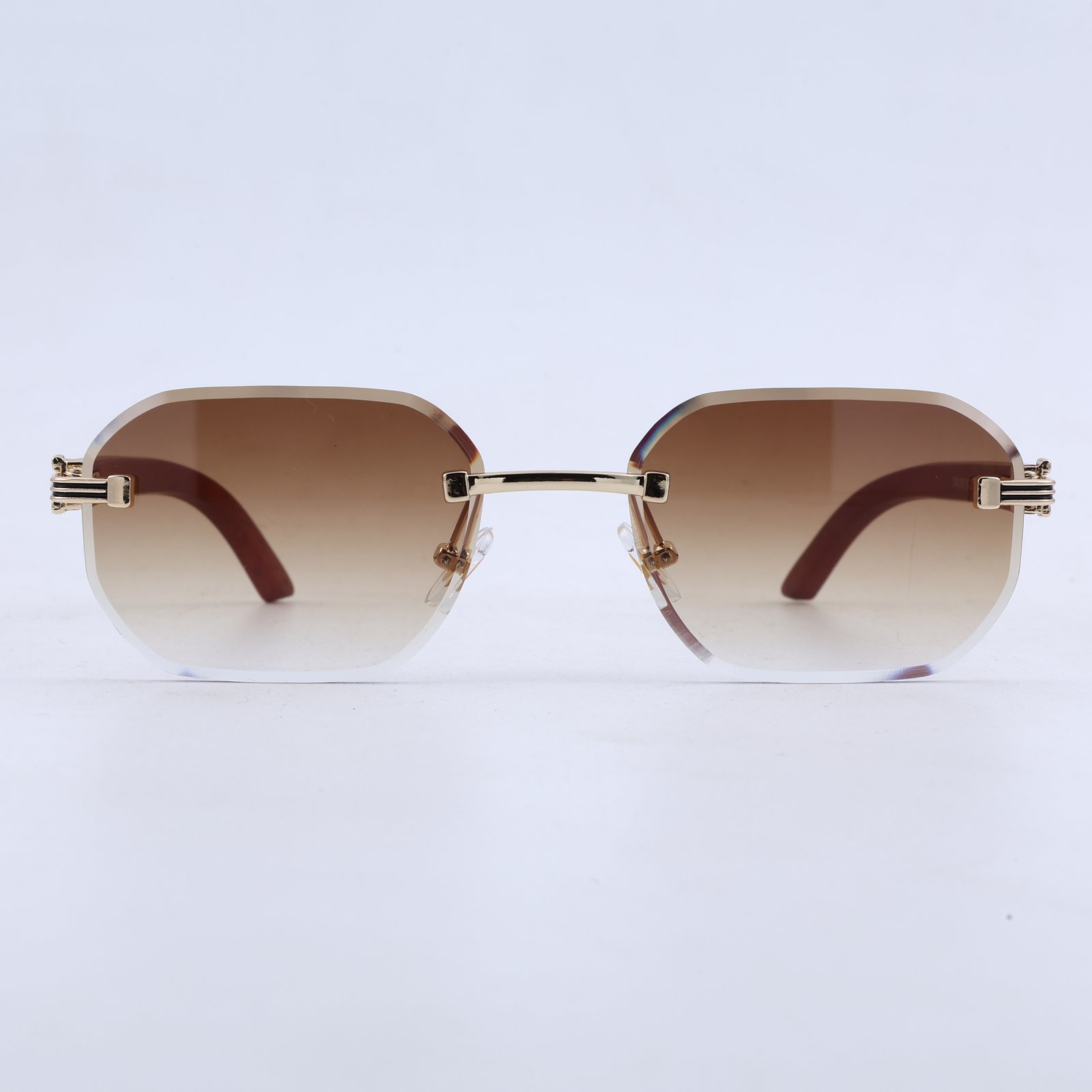 OG Arctic Phantom | Luxury Rimless Ice Blue Geometric Sunglasses with Gold Skull Temples