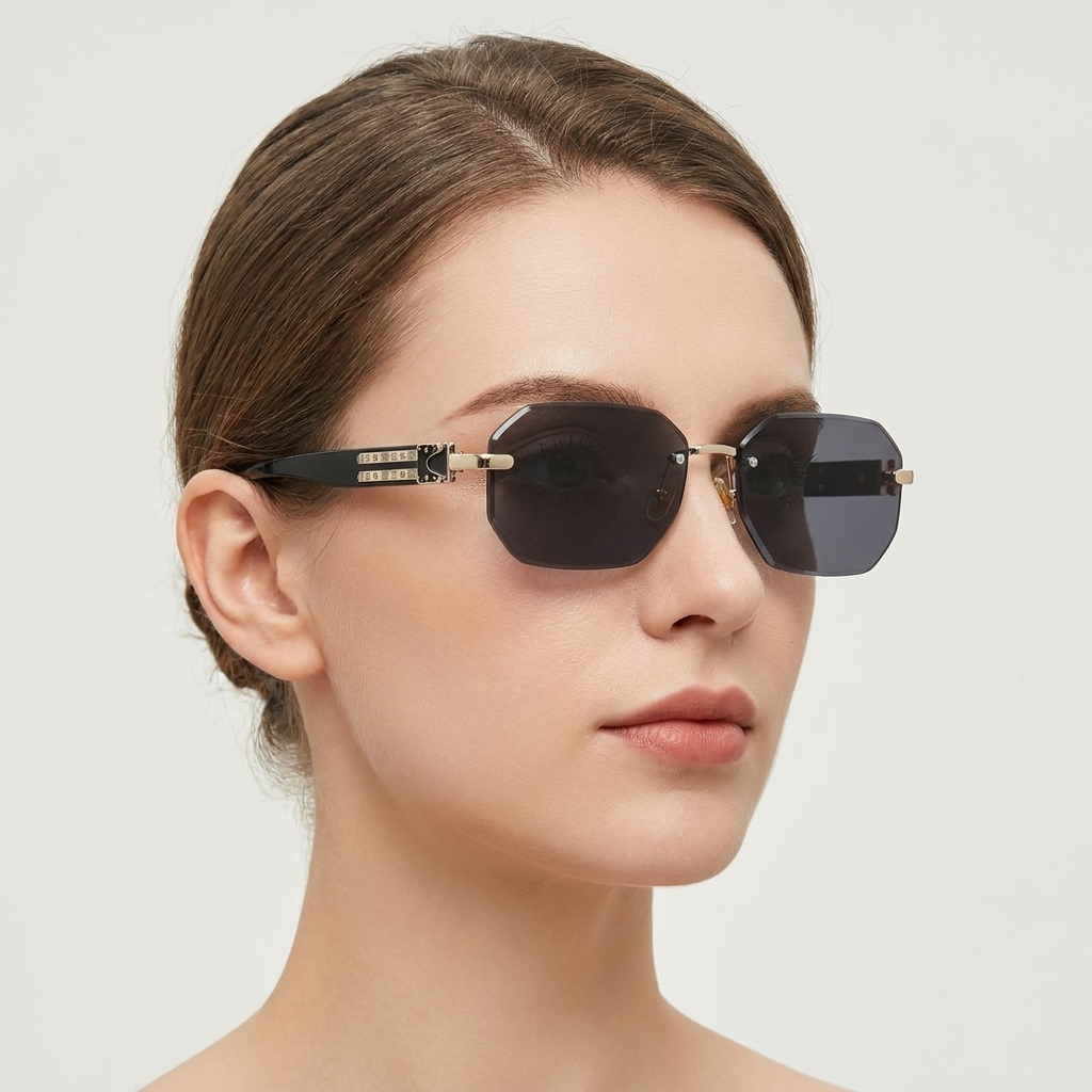 OG Arctic Phantom | Luxury Rimless Ice Blue Gradient Sunglasses with Camo Heritage Temples