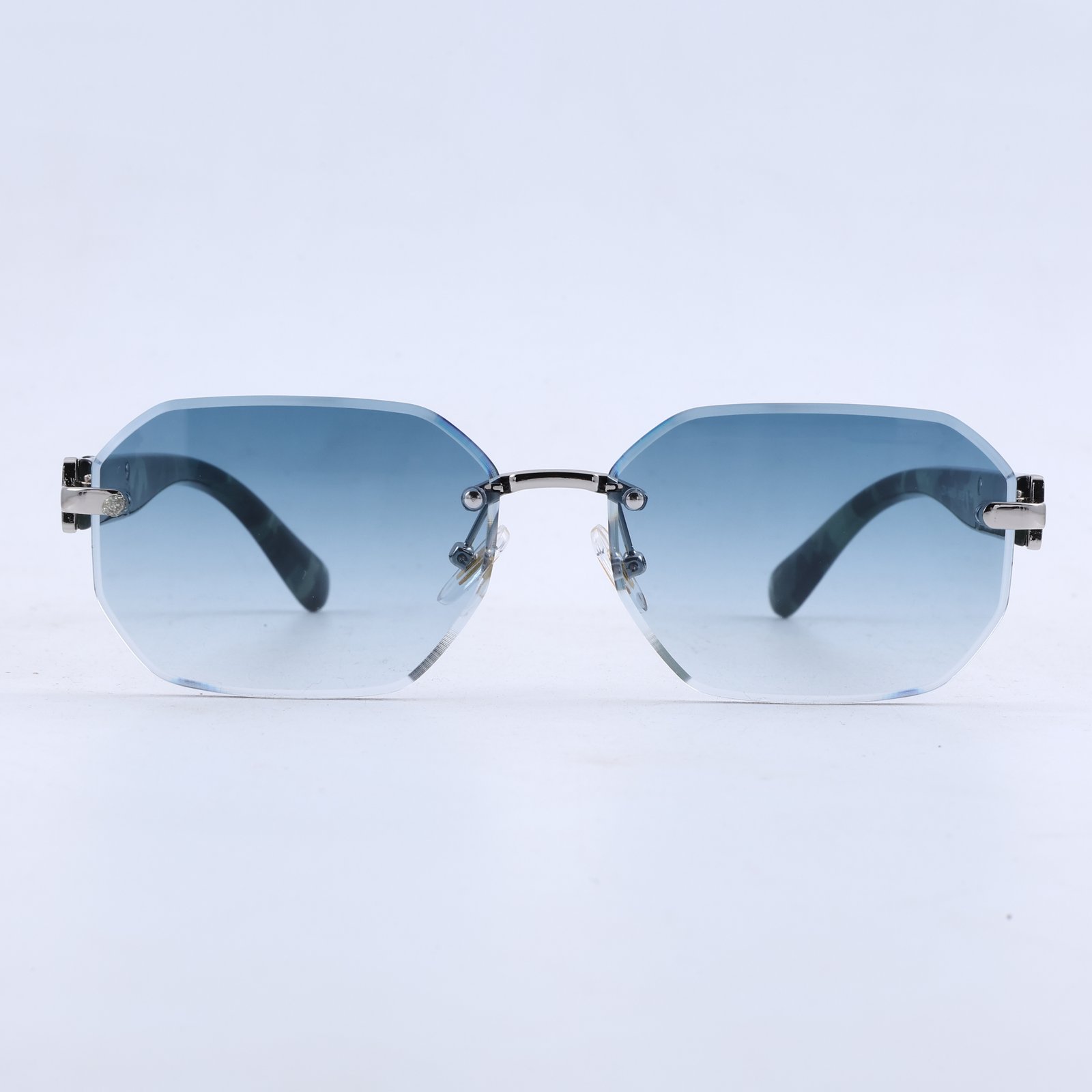 OG Arctic Phantom | Luxury Rimless Ice Blue Gradient Sunglasses with Camo Heritage Temples