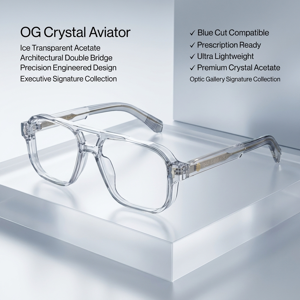 OG Arctic Regent | Luxury Crystal Smoke Navigator Eyeglasses with Imperial Signature Temples