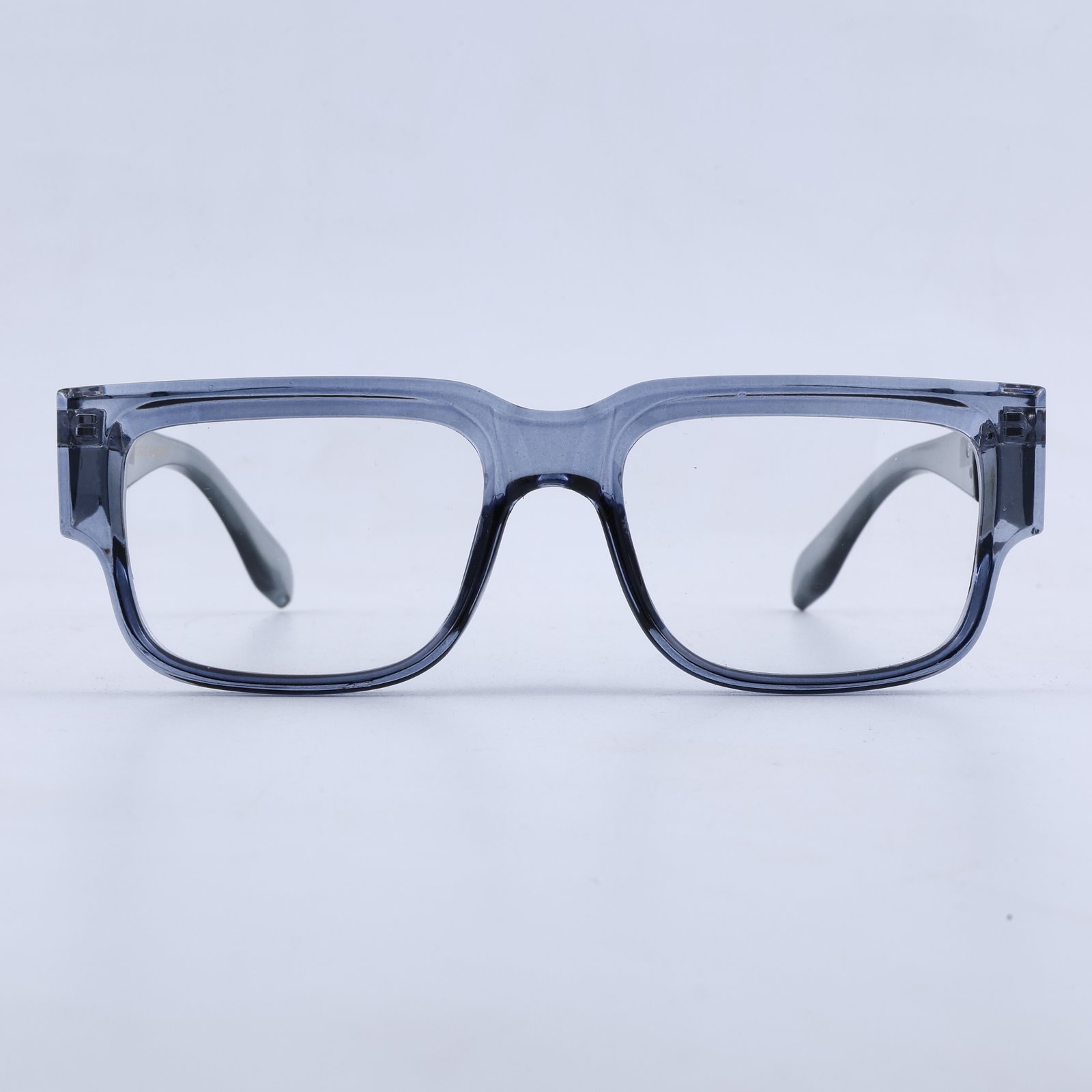 OG Arctic Smoke | Crystal Grey Statement Eyeglasses with Matte Navy Temples & Modern Metallic Detailing