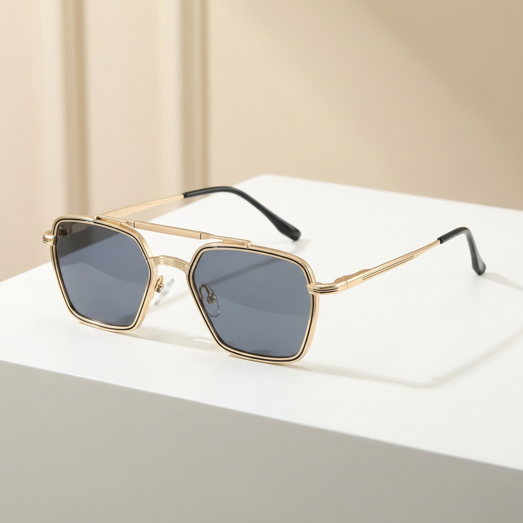 OG Aurex Edge | Gold Hexa Frame Smoke Lens Sunglasses