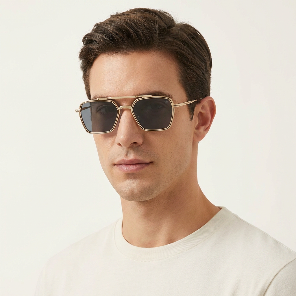 OG Aurex Edge | Gold Hexa Frame Smoke Lens Sunglasses