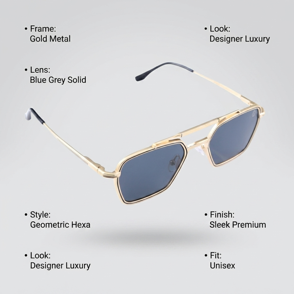 OG Aurex Edge | Gold Hexa Frame Smoke Lens Sunglasses