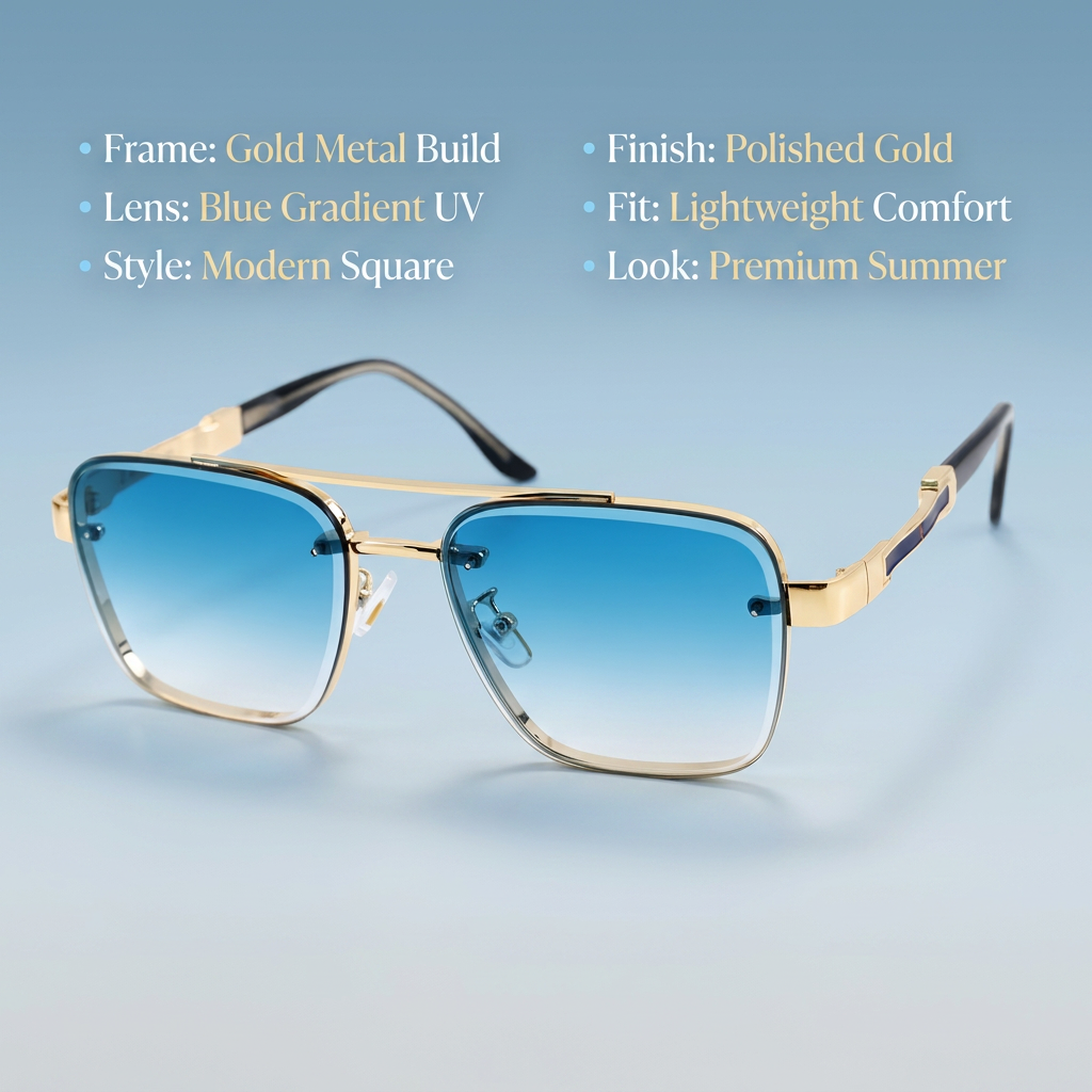 OG Azure Luxe Bar | Rimless Square Gradient Sunglasses