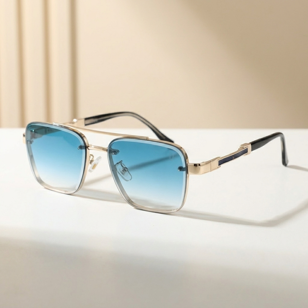 OG Azure Luxe Bar | Rimless Square Gradient Sunglasses