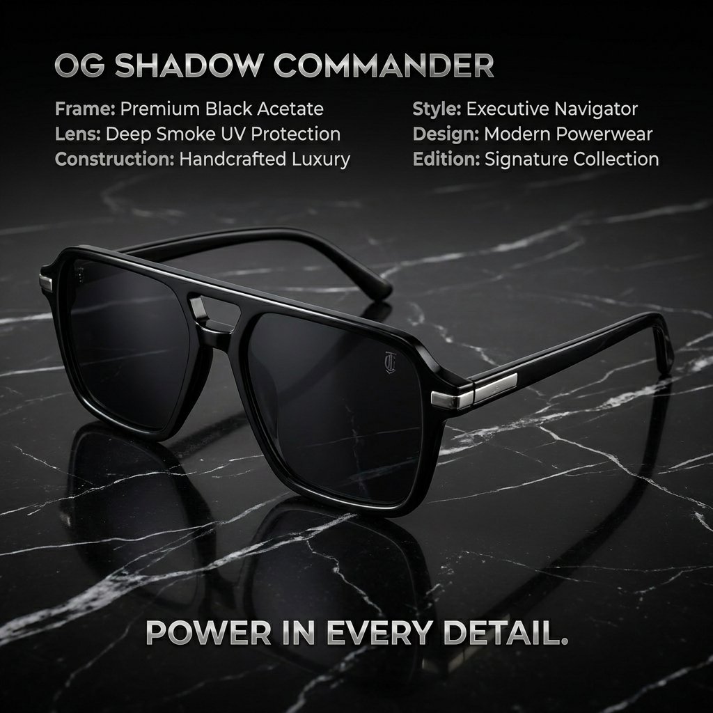 OG Azure Titan | Luxury Black Navigator Sunglasses with Ice Blue Lenses
