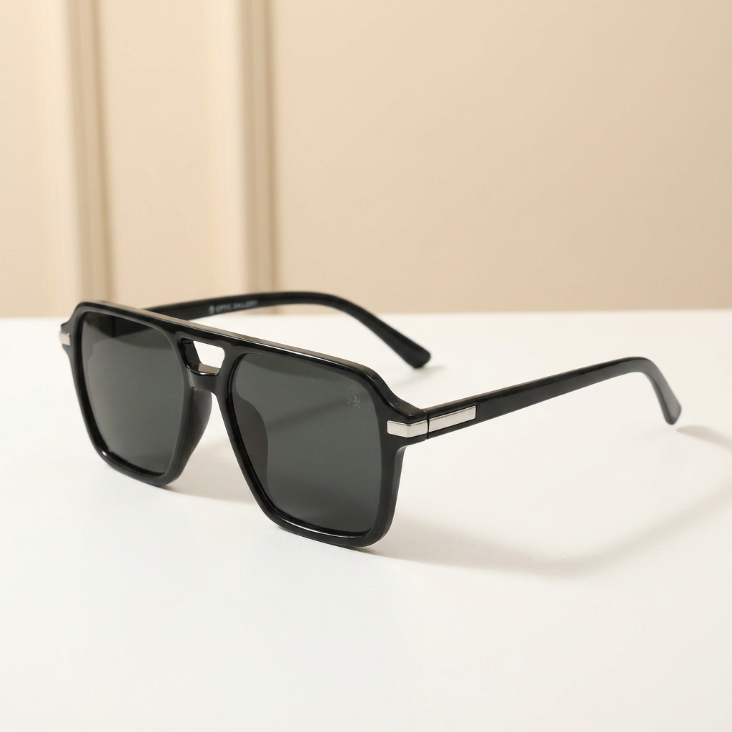 OG Azure Titan | Luxury Black Navigator Sunglasses with Ice Blue Lenses