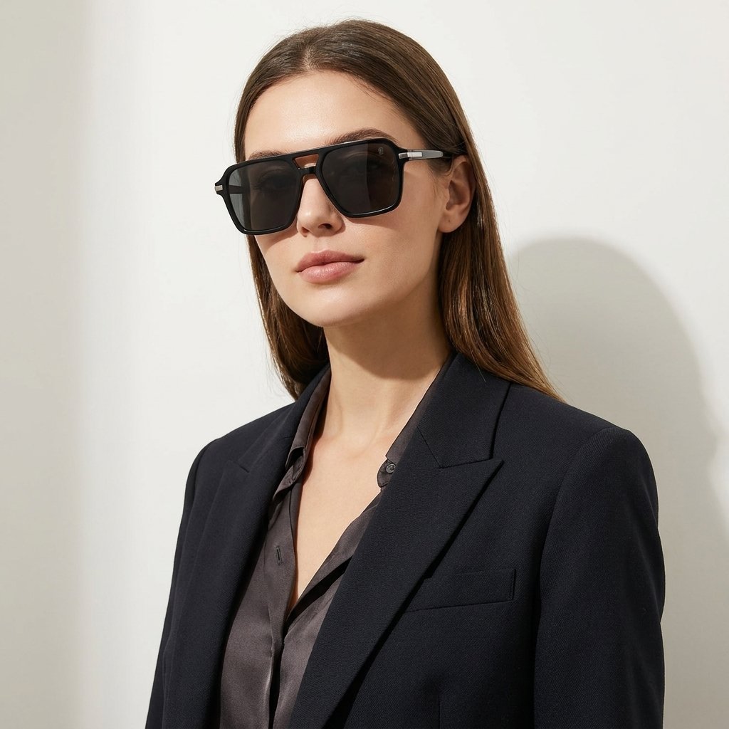 OG Azure Titan | Luxury Black Navigator Sunglasses with Ice Blue Lenses
