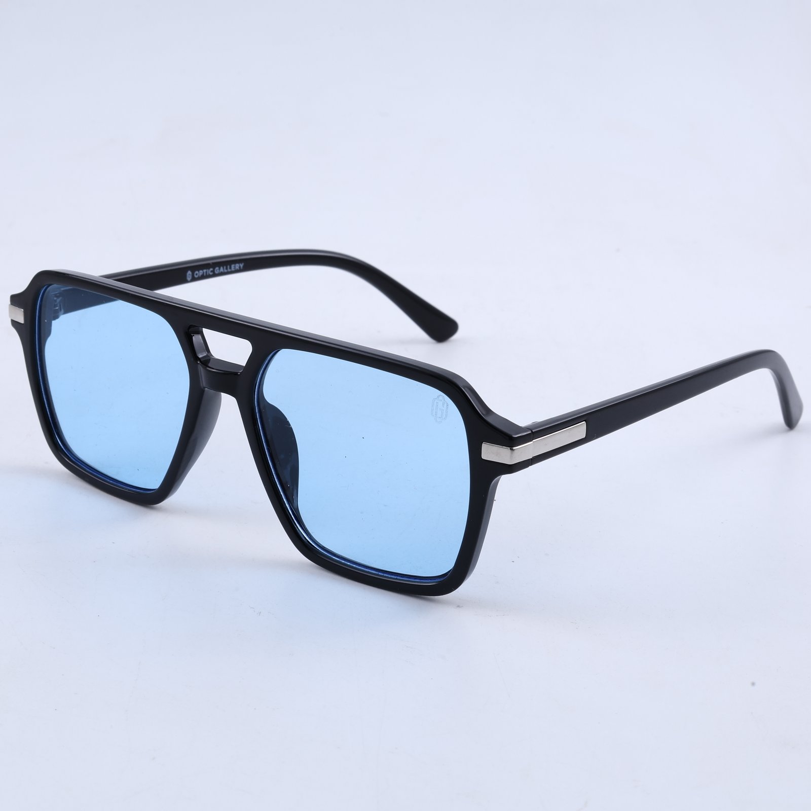 OG Azure Titan | Luxury Black Navigator Sunglasses with Ice Blue Lenses