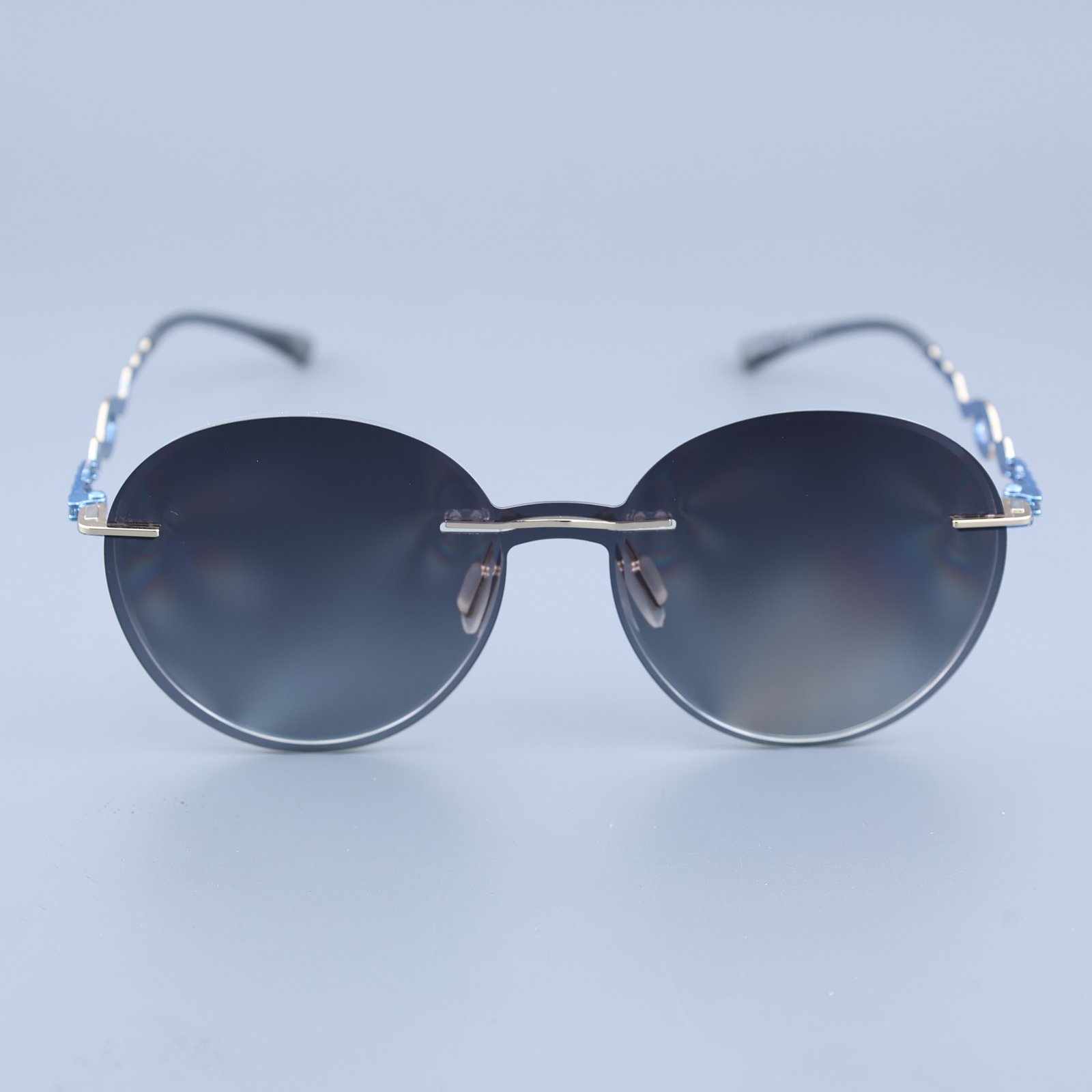 OG Azure Wave | Rimless Round Sunglasses For Women