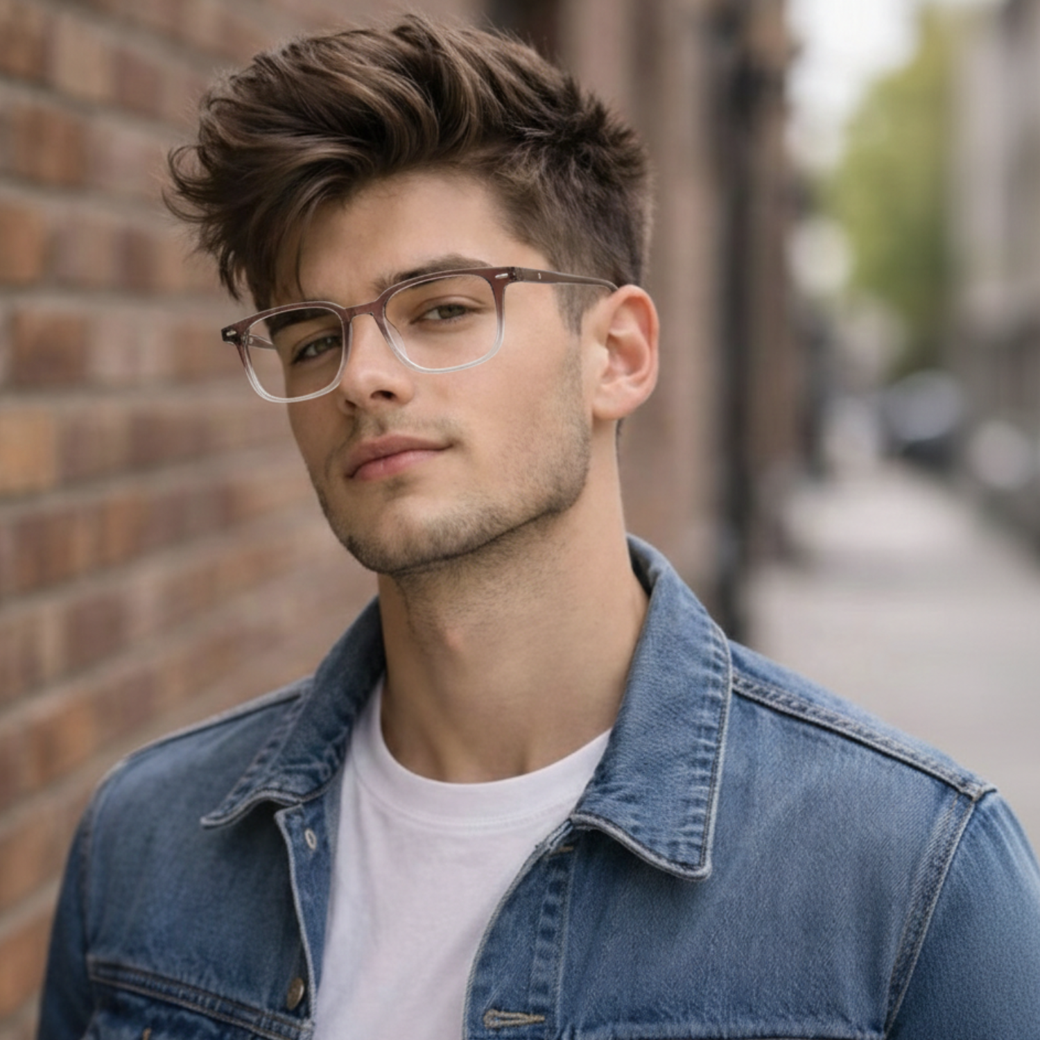 OG Blush Crystal Gradient Full Rim Square Eyeglasses for Men