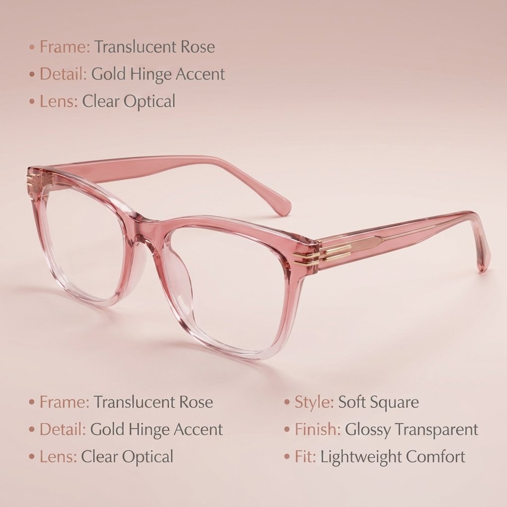 OG Blush Luxe Edge | Transparent Pink Square Eyeglasses