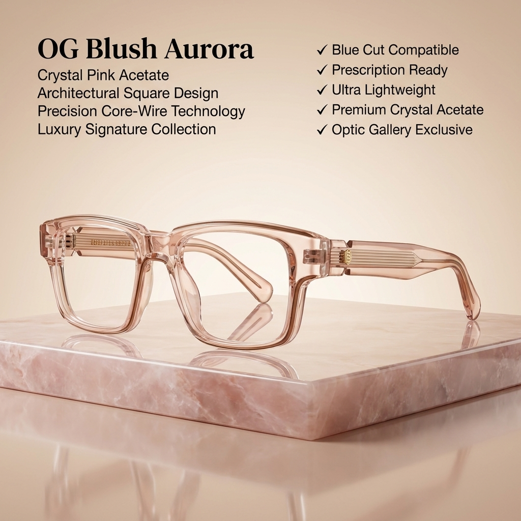 OG Blush Monarch | Luxury Crystal Rose Optical Frame with Signature Heritage Temples