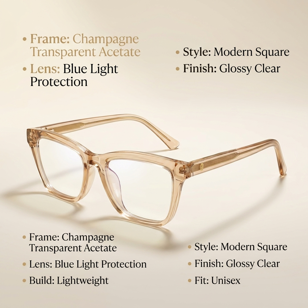 OG Champagne Crystal Edge | Bold Square Eyeglasses