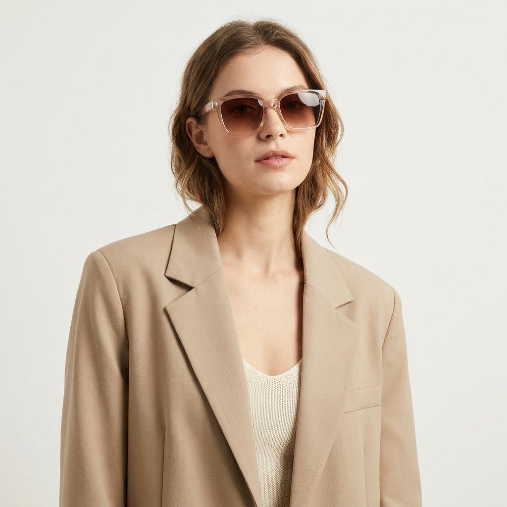 OG Champagne Royale | Luxury Crystal Champagne Square Sunglasses with Brown Gradient Lenses