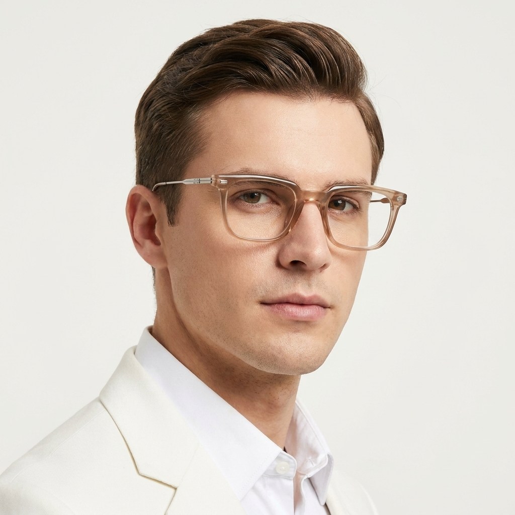 OG Champagne Sovereign | Luxury Crystal Beige Optical Frame with Silver Heritage Temples