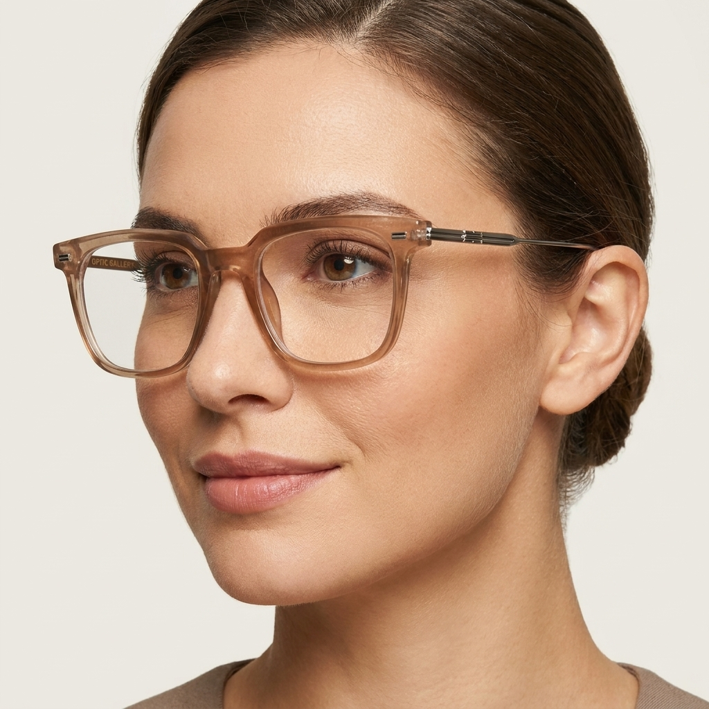 OG Champagne Sovereign | Luxury Crystal Beige Optical Frame with Silver Heritage Temples