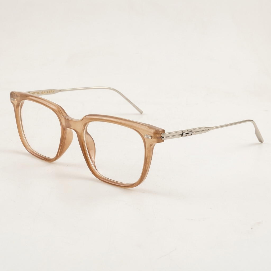 OG Champagne Sovereign | Luxury Crystal Beige Optical Frame with Silver Heritage Temples
