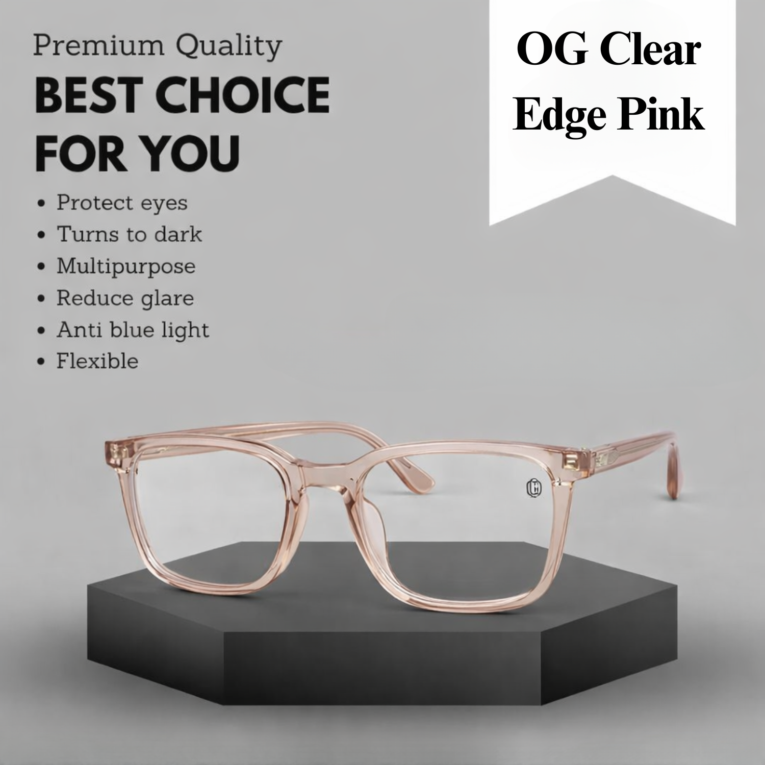 OG Clear Edge Pink Women’s Eyeglasses | Transparent Full Rim Optical Frame