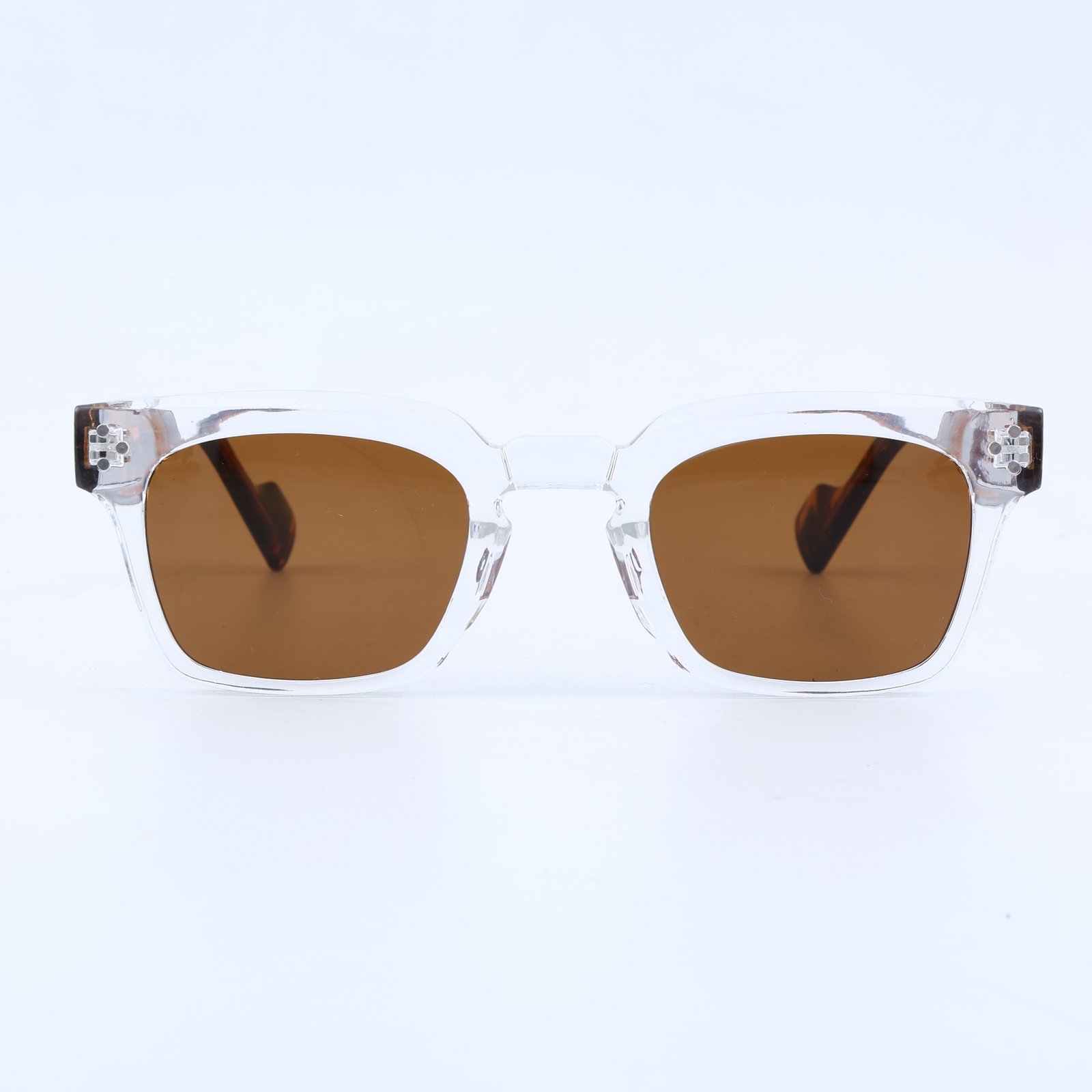 OG Clear Havana Mix | Crystal Front Square Sunglasses with Tortoiseshell Temples & Brown Lenses