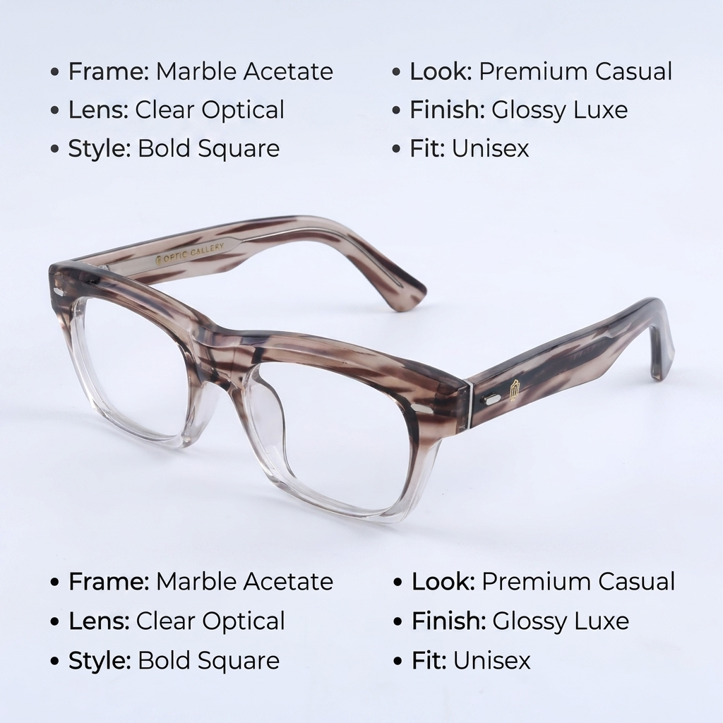 OG Cocoa Crystal Blend | Transparent Square Eyeglasses