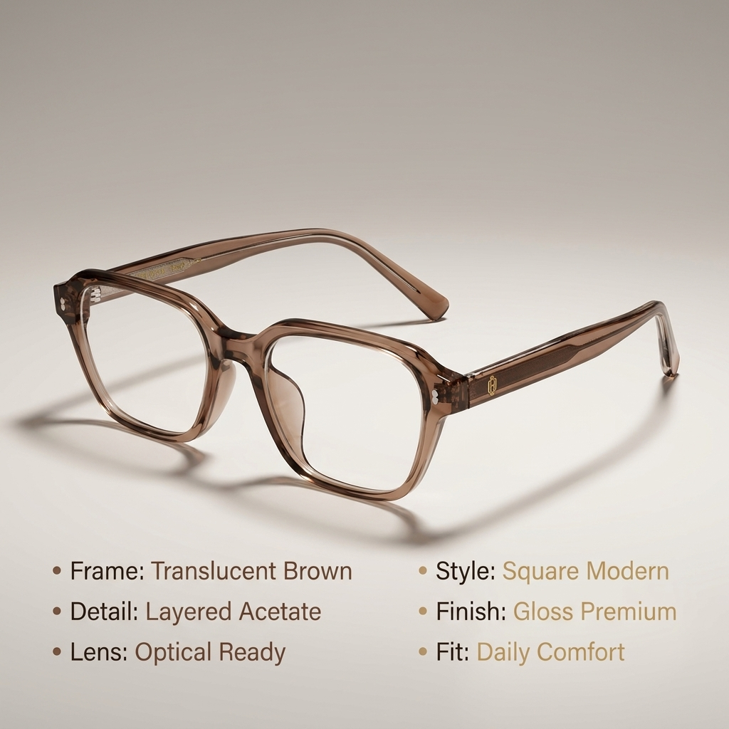 OG Cocoa Glow Classic | Transparent Brown Square Eyeglasses