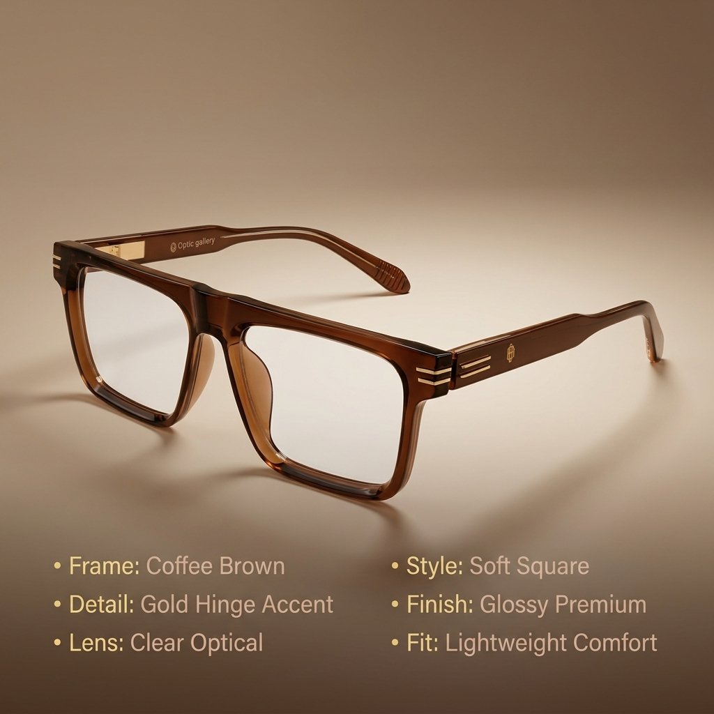OG Cocoa Luxe Edge | Gloss Brown Square Eyeglasses