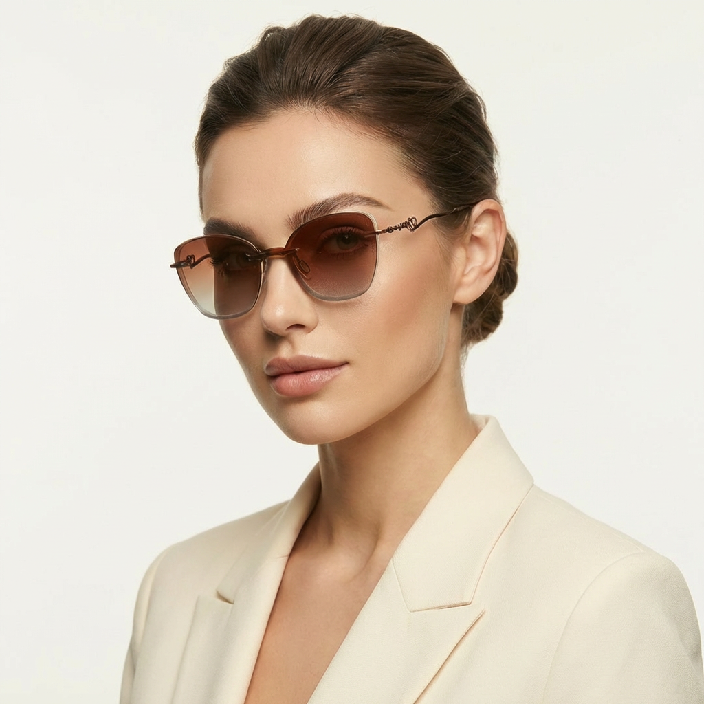 OG Copper Charm | Rimless Butterfly Sunglasses For Women