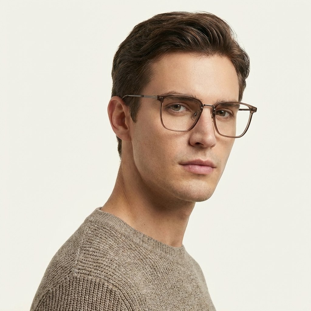OG Copper Edge Full Rim Square Eyeglasses | Premium Lightweight Metal-Acetate Optical Frame for Men