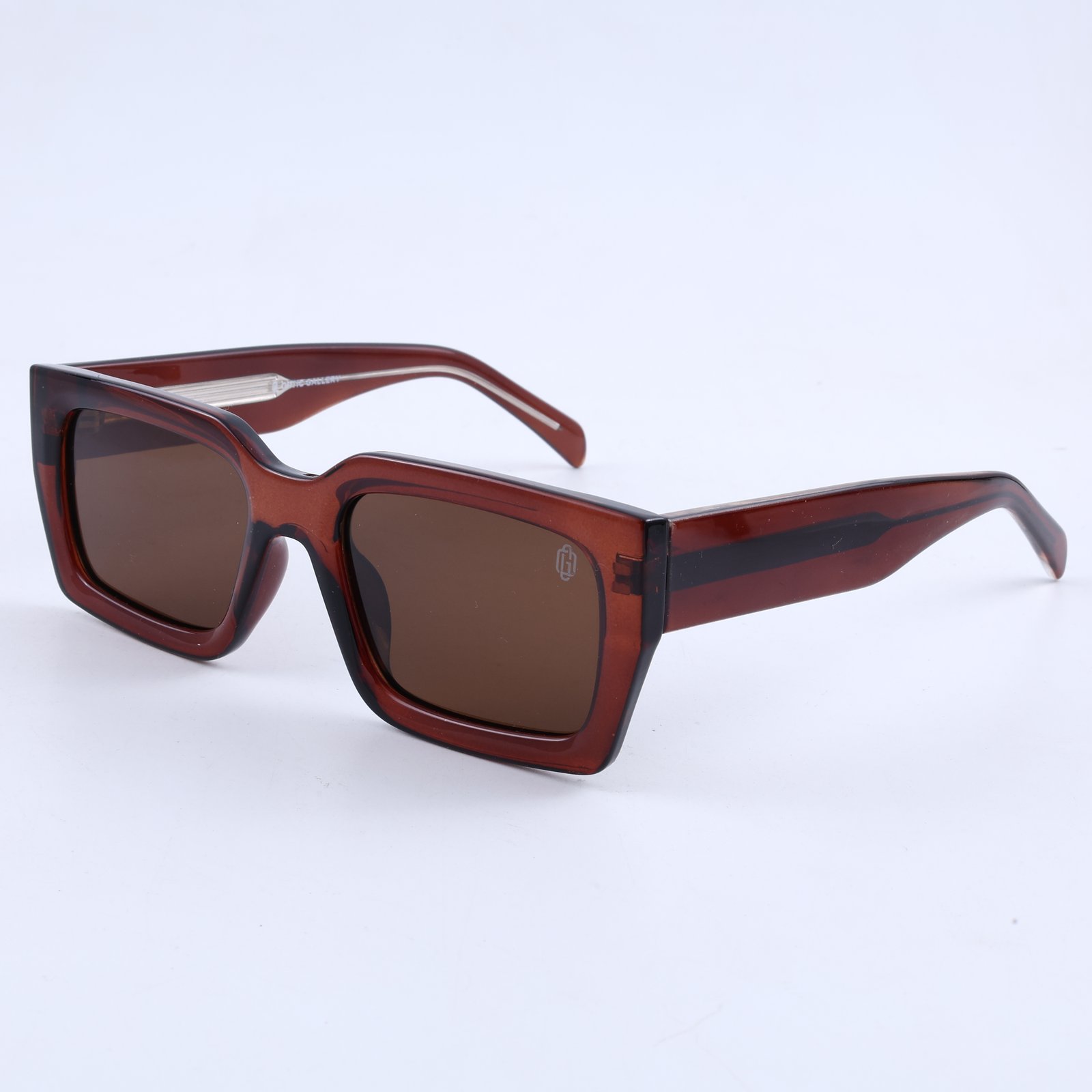 OG Crimson Baron | Luxury Ruby Crystal Square Sunglasses with Deep Brown Lenses