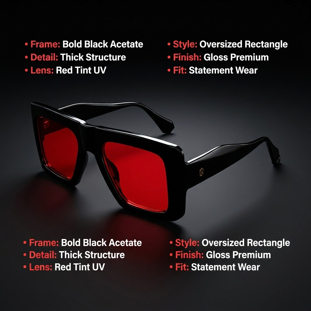 OG Crimson Block Bold | Oversized Square Red Tint Sunglasses