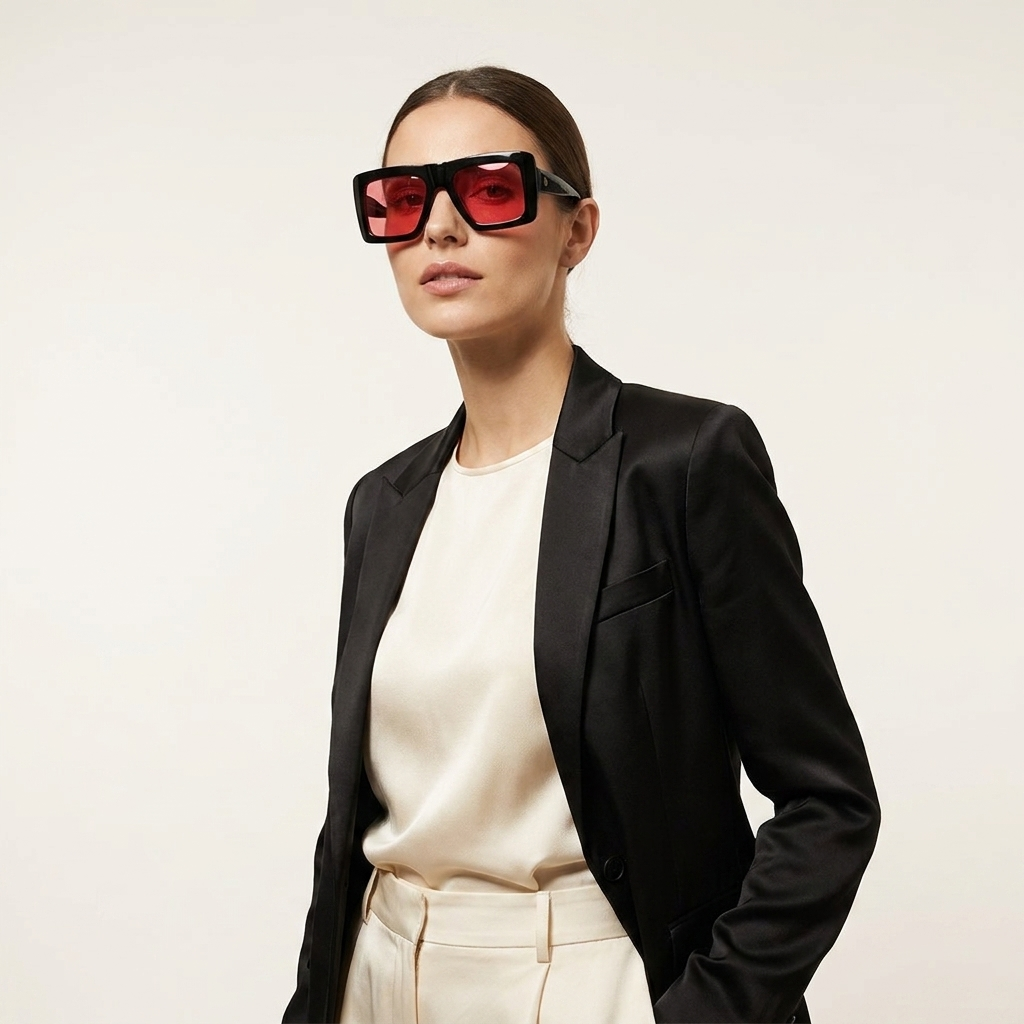 OG Crimson Block Bold | Oversized Square Red Tint Sunglasses