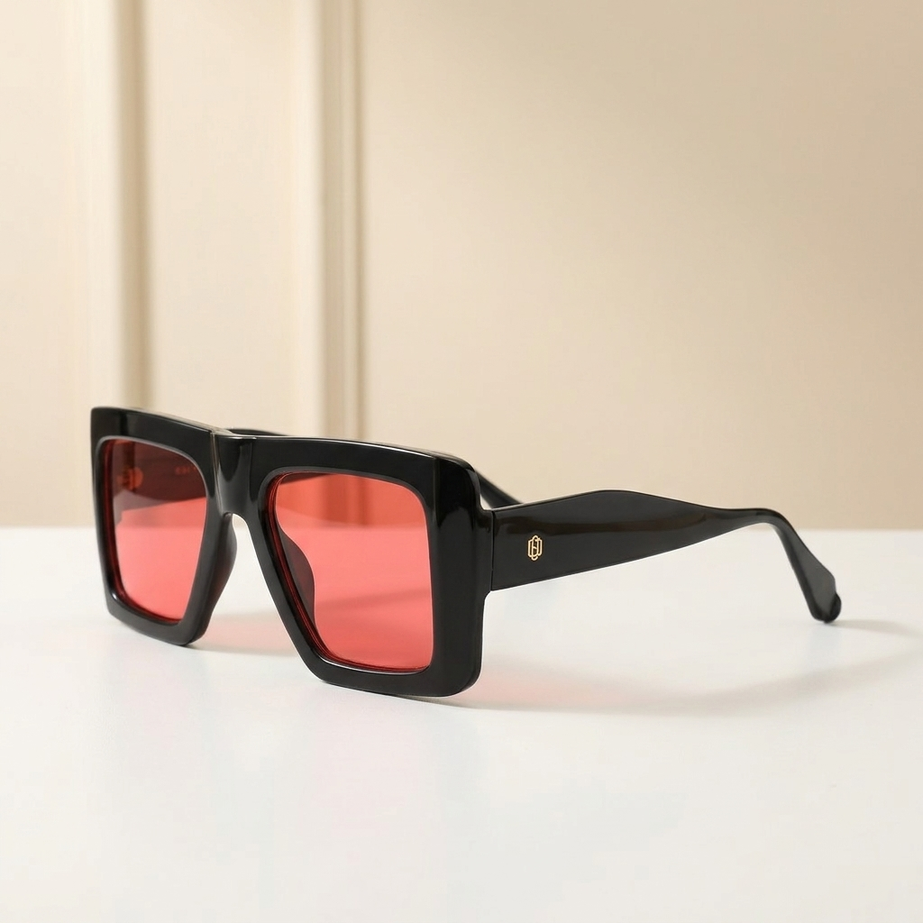 OG Crimson Block Bold | Oversized Square Red Tint Sunglasses