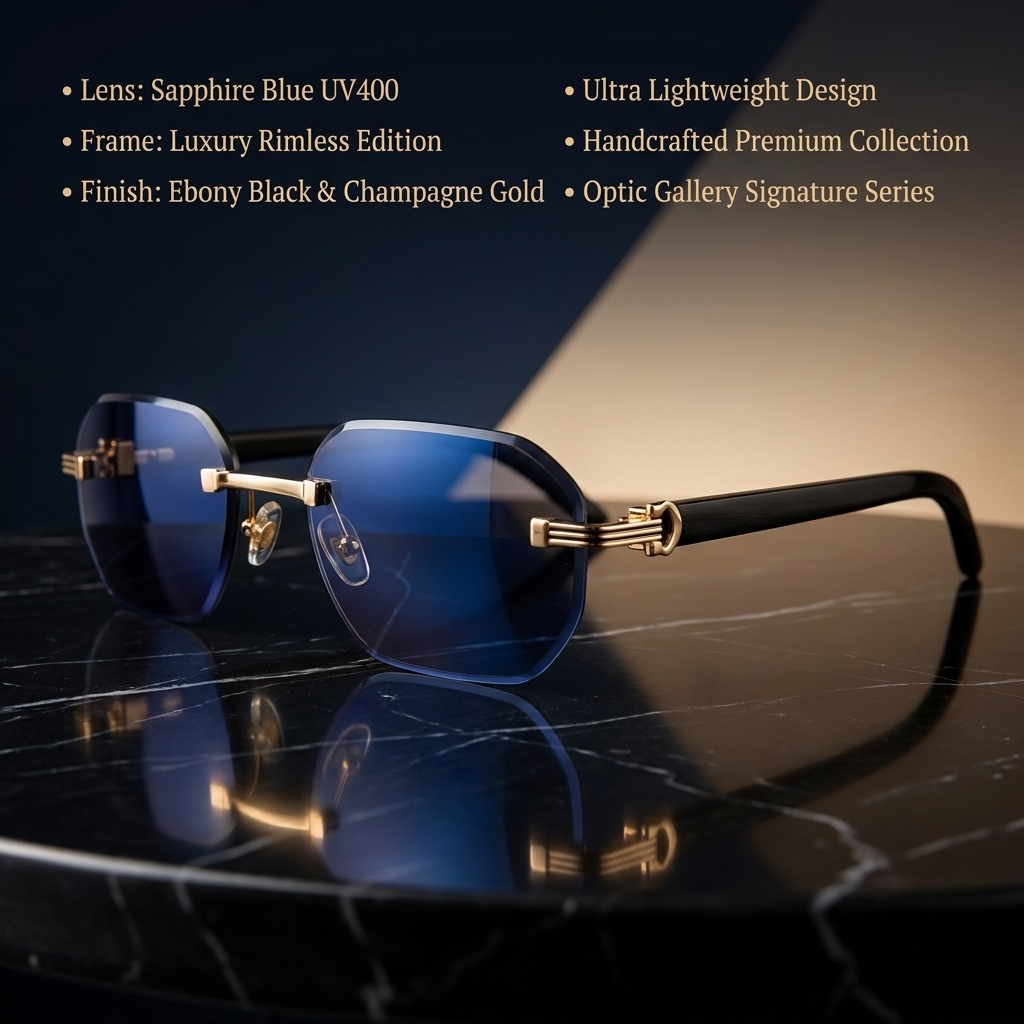 OG Crimson Crown | Luxury Rimless Ruby Gradient Sunglasses with Royal Lion Gold Temples