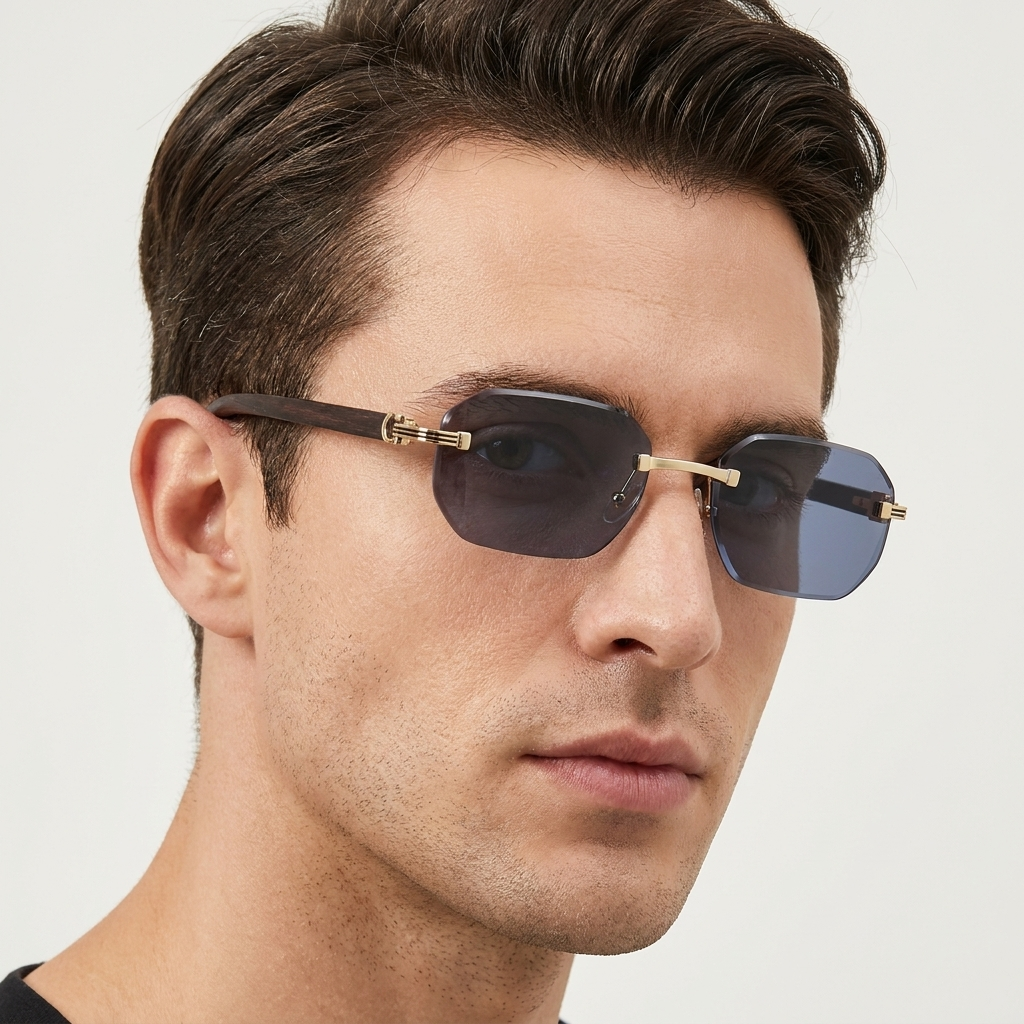 OG Crimson Crown | Luxury Rimless Ruby Gradient Sunglasses with Royal Lion Gold Temples
