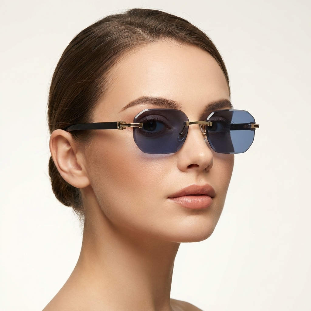 OG Crimson Crown | Luxury Rimless Ruby Gradient Sunglasses with Royal Lion Gold Temples