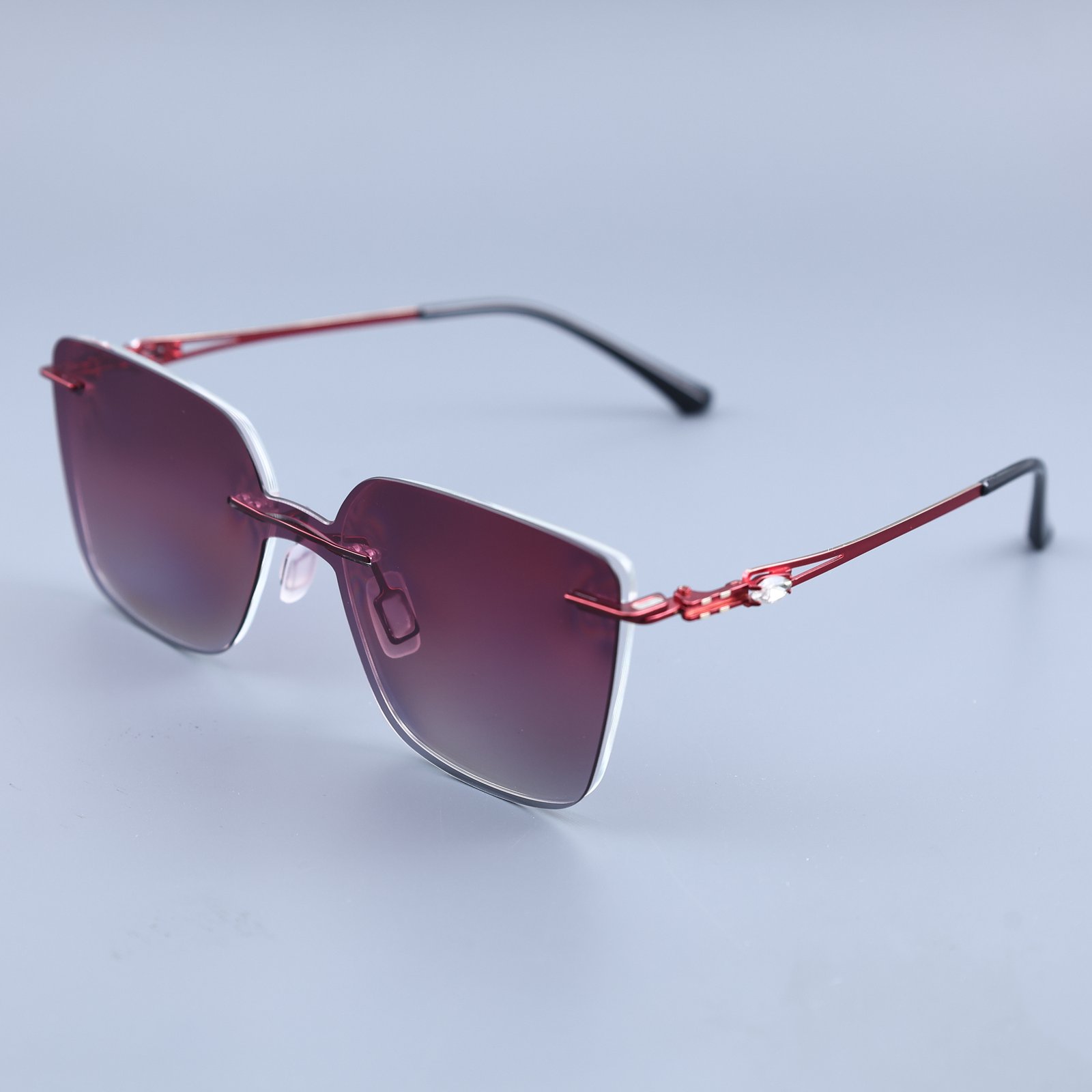 OG Crimson Edge | Rimless Square Sunglasses For Women