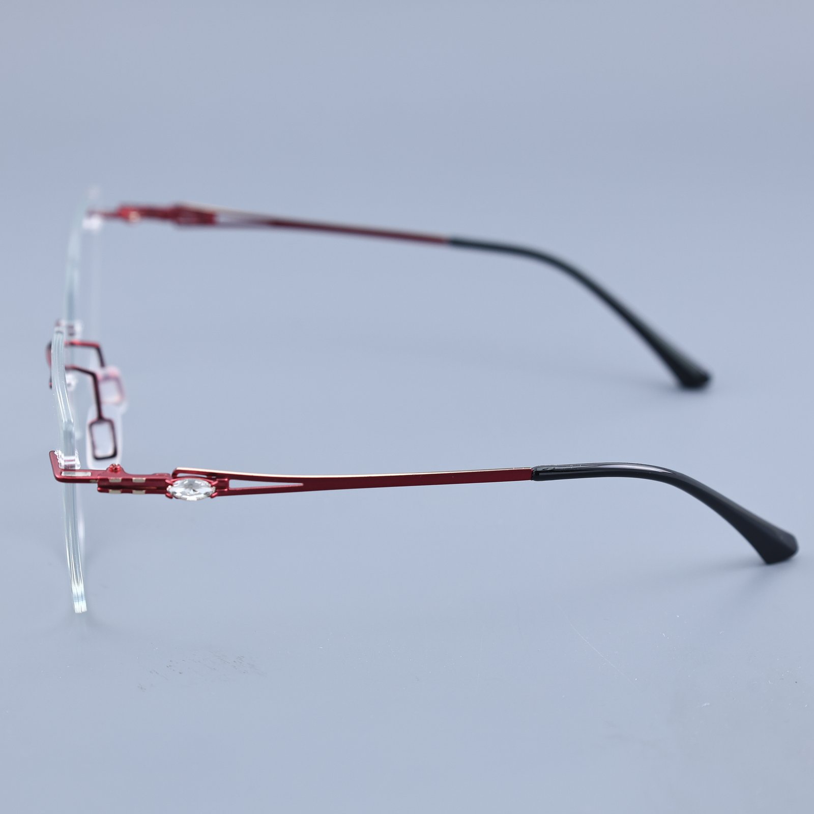 OG Crimson Edge | Rimless Square Sunglasses For Women
