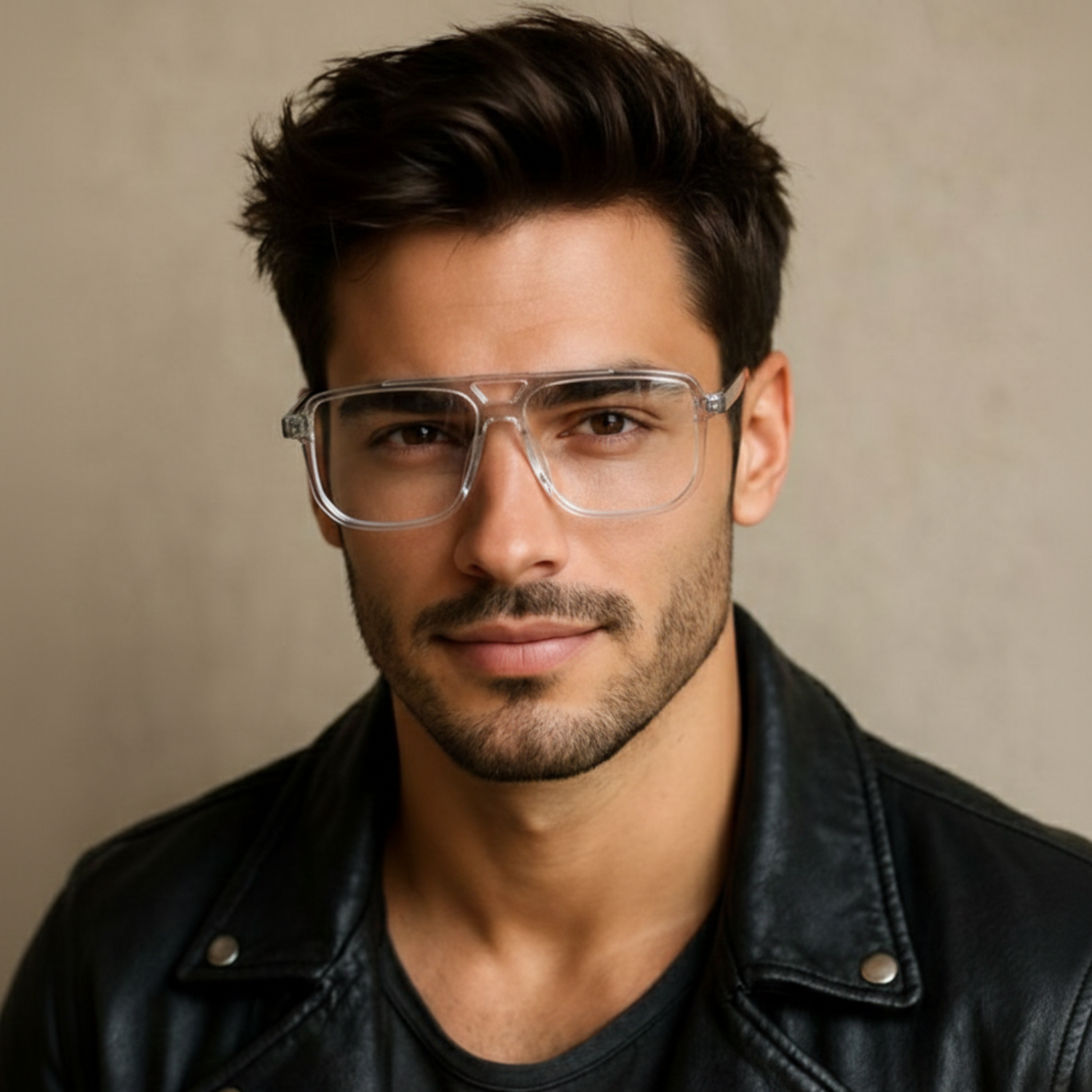 OG Crystal Air Transparent Full Rim Square Eyeglasses for Men