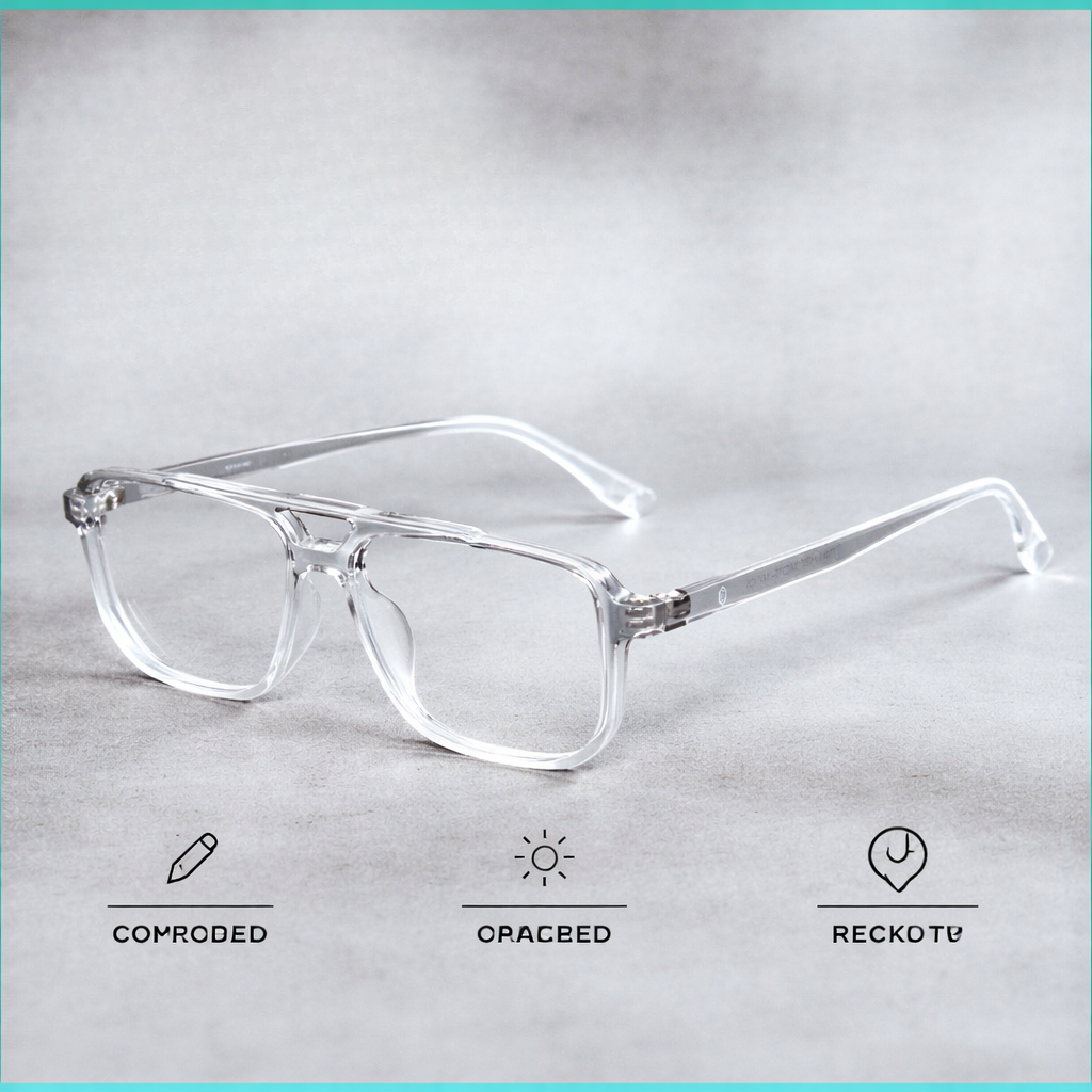 OG Crystal Air Transparent Full Rim Square Eyeglasses for Men
